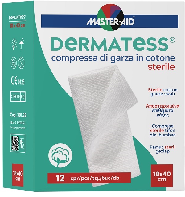 GARZA IDROFILA DERMATESS COTONE 18X40 12 PEZZI - Farmacia-flash.it