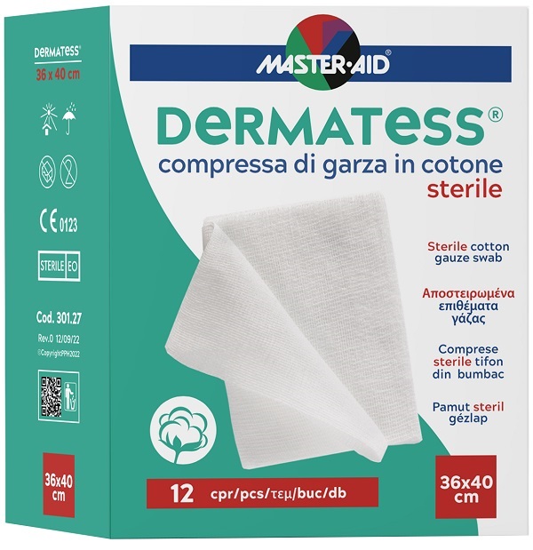 GARZA COMPRESSA DERMATESS IN COTONE 36X40CM 12 PEZZI - Farmacia-flash.it