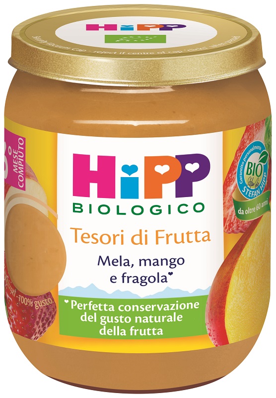 HIPP TESORI FRUTTA MELA MANGO FRAGOLA 160 G - Farmacia-flash.it