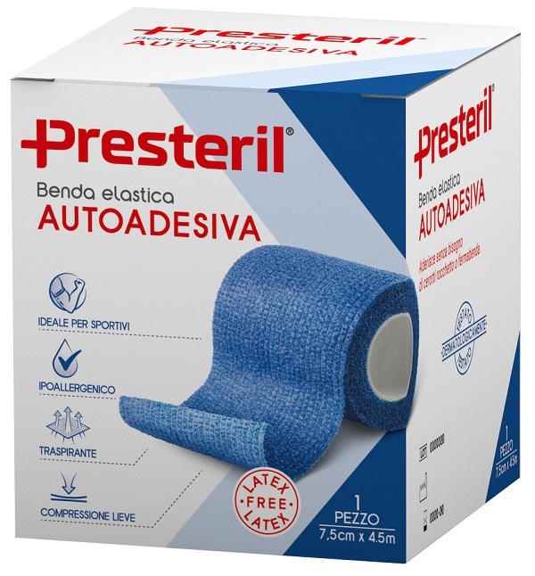 BENDA ELASTICA AUTOADESIVA LATEX FREE PRESTERIL CM 7,5X4,5 M TESI BLU - Farmacia-flash.it