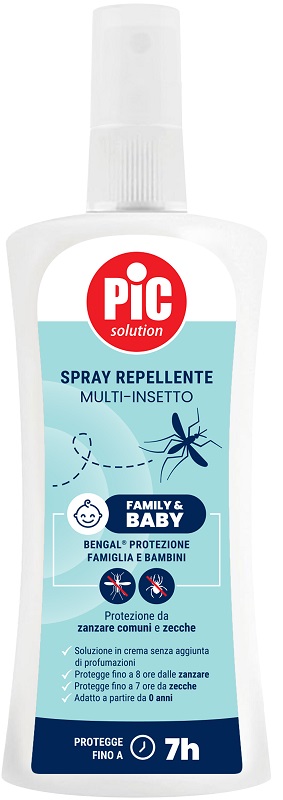 PIC SOLUTION BENGAL FAMILY & BABY PROTEZIONE FAMIGLIA E BAMBINI SPRAY REPELLENTE MULTI INSETTO 100 ML - Farmacia-flash.it