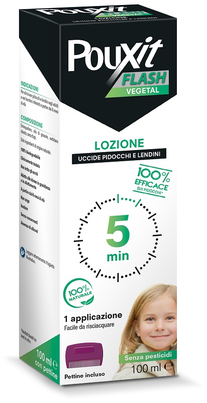 POUXIT FLASH VEGETAL LOZIONE PIDOCCHI E LENDINI 100 ML CON PETTINE - Farmacia-flash.it
