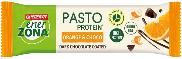 ENERZONA PASTO PROTEIN ORANGE&CHOCO BARRETTA RICOPERTA CON CIOCCOLATO FONDENTE 58 G - Farmacia-flash.it