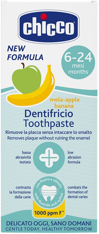 CHICCO DENTIFRICIO 6 MESI+ MELABANANA CON FLUORO 50 ML - Farmacia-flash.it