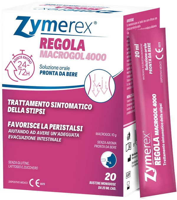 ZYMEREX REGOLA MACROGOL 4000 20 BUSTINE DA 20 ML SENZA ZUCCHERO SENZA GLUTINE SENZA LATTOSIO - Farmacia-flash.it