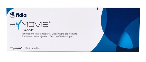 SIRINGA INTRA-ARTICOLARE PRERIEMPITA HYMOVIS HYADD4 ESADECILLAMIDE ACIDO IALURONICO 24MG/3ML 2 PEZZI DA 3 ML NON STERILIZZATO A ETO - Farmacia-flash.it