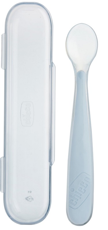 CHICCO CUCCHIAIO SILICONE CON CASE GRIGIO 6 MESI+ - Farmacia-flash.it