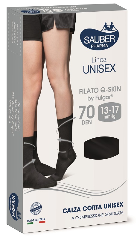 SAUBER PHARMA UNISEX QSKIN CALZA CORTA 70 NERO LARGE - Farmacia-flash.it