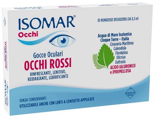 ISOMAR OCCHI ROSSI GOCCE OCULARI ACIDO IALURONICO 0,20% 10 FLACONCINI - Farmacia-flash.it
