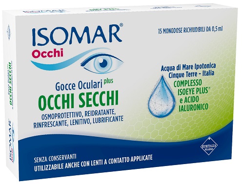 ISOMAR OCCHI SECCHI PLUS GOCCE OCULARI ACIDO IALURONICO 0,25% 15 FLACONCINI - Farmacia-flash.it