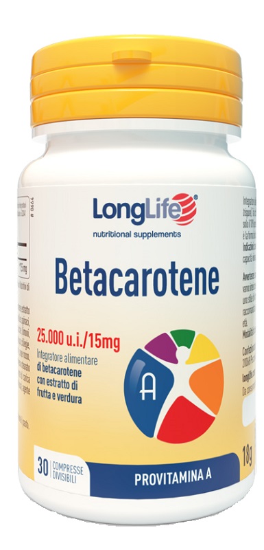 LONGLIFE BETACAROTENE 25000UI 30 COMPRESSE DIVISIBILI SENZA GLUTINE - Farmacia-flash.it