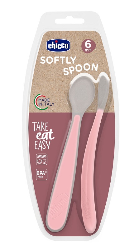 CHICCO CUCCHIAIO IN SILICONE DOPPIO ROSA 6M+ - Farmacia-flash.it